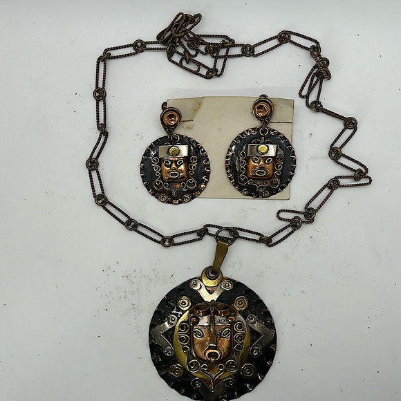 Diaz Santoyo Jewelry - Diaz Santoyo Vintage Aztec Tribal Copper Necklace/Earrings Jewelry Set 🌸🌸